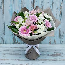 Букет цветов из:  Герберы, Альстромерии и Хризантемы #REPLACE_PRED# Русской Гвоздевке