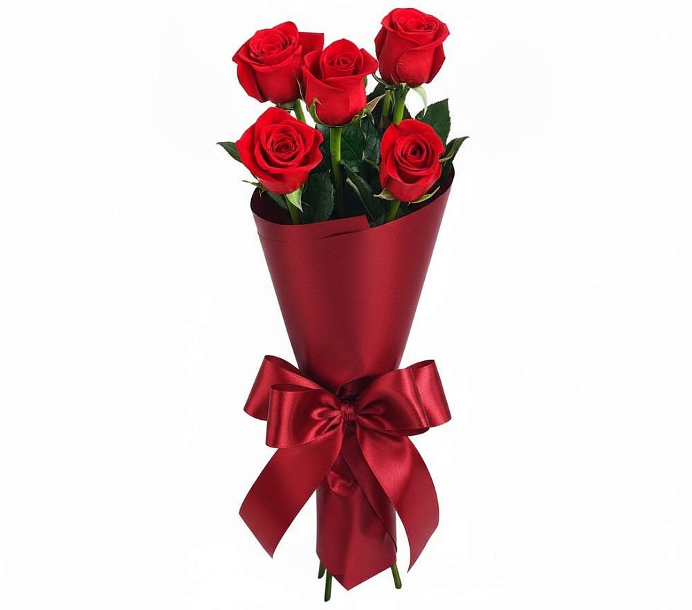 Букет 5 Красных роз Эдлесс Лав в Русской Гвоздевке