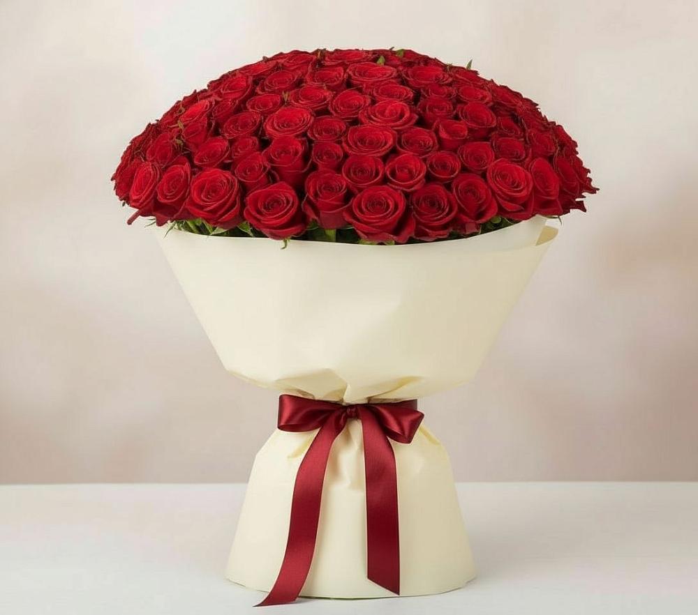 Букет 101 Красная роза Милано в Русской Гвоздевке