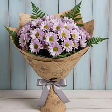 Букет цветов из:  Хризантемы #REPLACE_PRED# Русской Гвоздевке