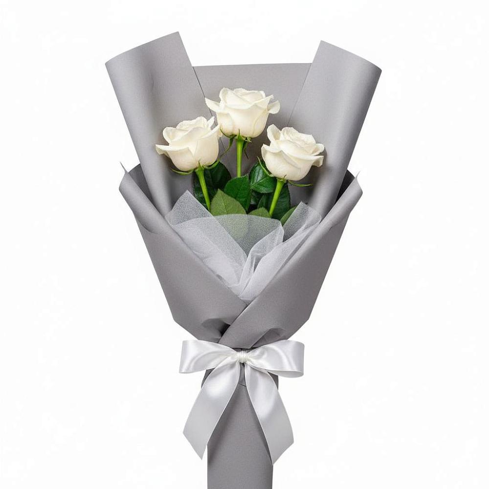 Букет 3 белые розы в Русской Гвоздевке