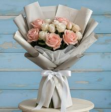 Букет цветов из:  Розы #REPLACE_PRED# Русской Гвоздевке