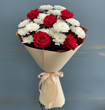 Букет цветов из:  Розы и Хризантемы в Русской Гвоздевке