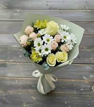 Букет цветов из:  Альстромерии, Розы и Хризантемы в Русской Гвоздевке