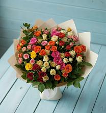 Букет Микс из разноцветных кустовых роз #REPLACE_PRED# Русской Гвоздевке